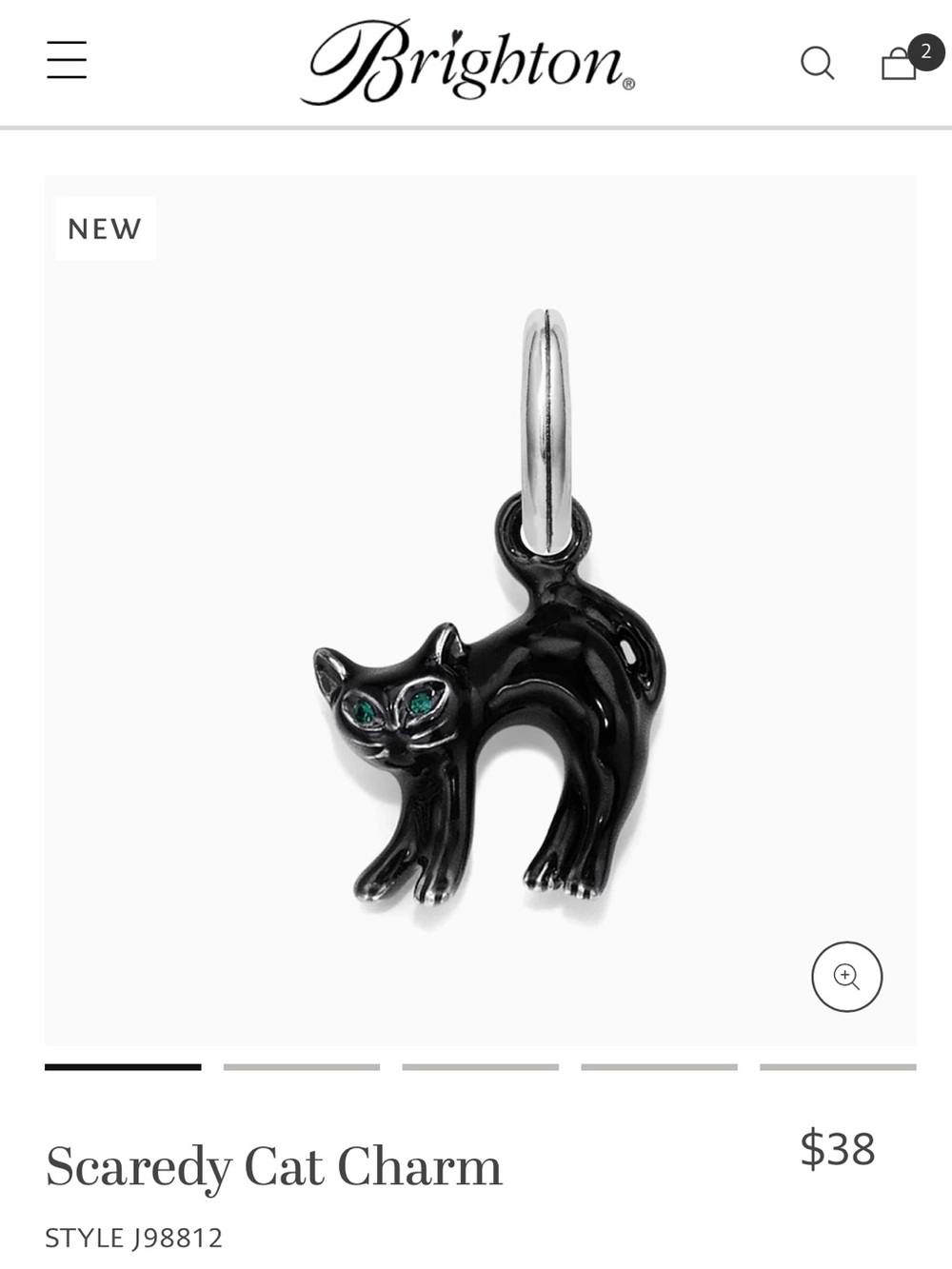 🎃Listing! 🆕 Brighton Scaredy Cat charm Black cat with green eyes for Halloween - Picture 4 of 8